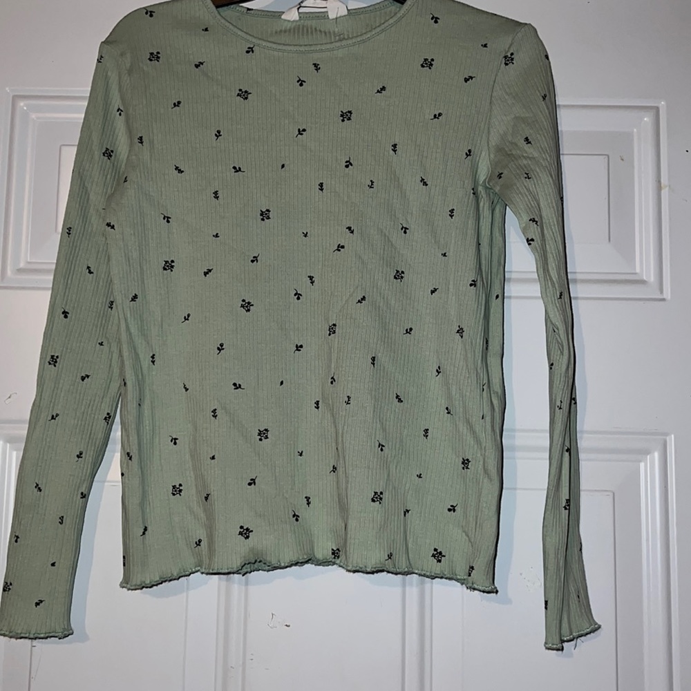 Girls size 10 sage green long sleeve top